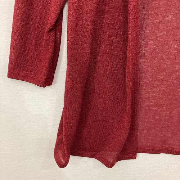 Michael Michael Kors 1X Dark Red Open Front Long Light Cardigan Office Preppy - Picture 4 of 9